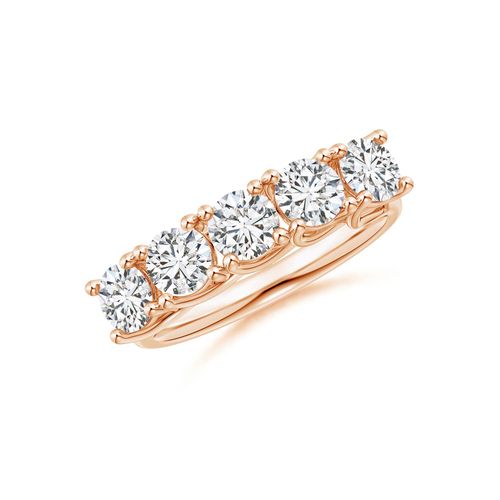 Angara 1.75 Carats Half Eternity Five Stone Diamond Wedding Band in 14K Rose Gold