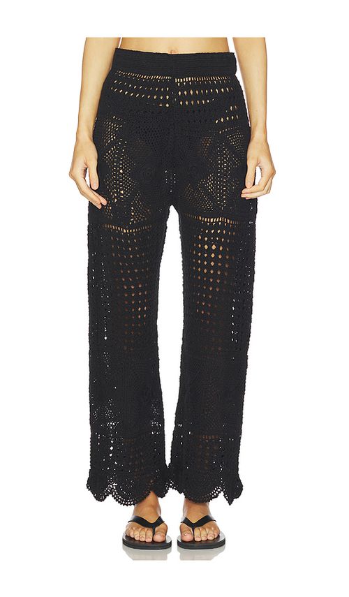 Agua Bendita Wesley Quilt Flared Pants in Black. - S also in