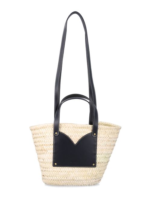 Divipa Small Basket Bag Natural + Black Palme Doum Shoulder - Women