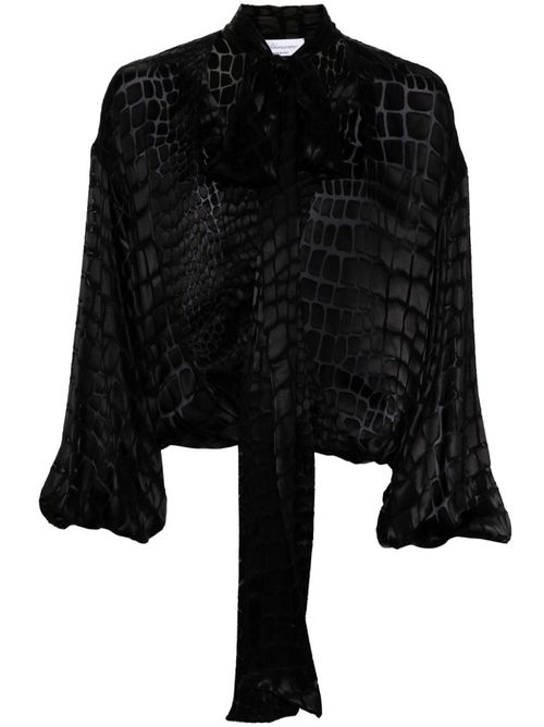 Devoré criss-cross blouse - Black
