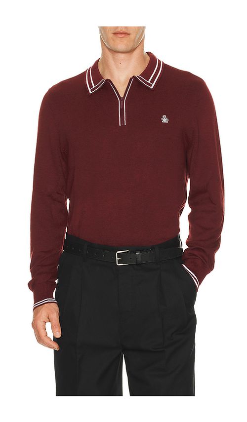 Original Penguin Long Sleeve Polo in Burgundy. L. Also in S, M, XL/1X
