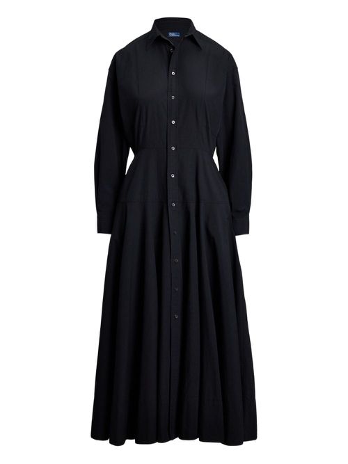 Button-up long-sleeve dress - Black