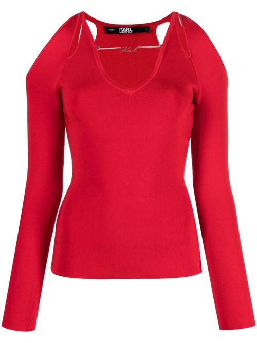 Cut-out logo-charm jumper - Red