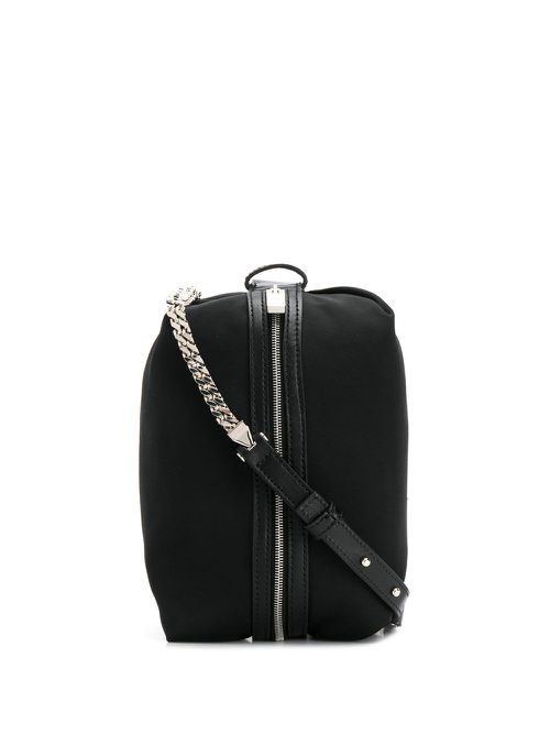 Chain strap zipped tote bag - Black