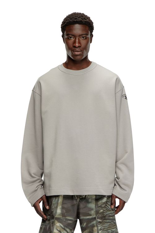 Oversized sweatshirt with metallic logo - Sweaters - Man - Grey