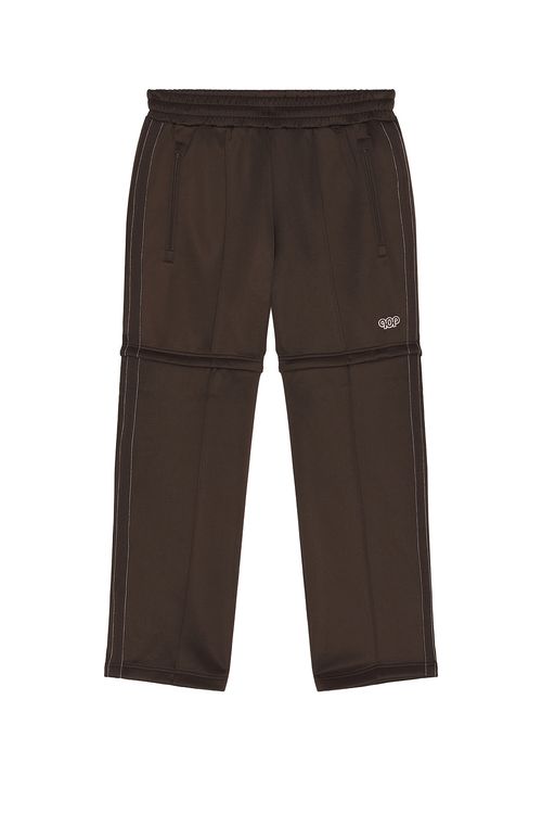 Pop Trading Company Pub Zip-Off Track Pants in Delicioso - Brown. XL/1X also in