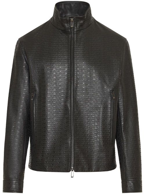 Logo-debossed jacket - Black