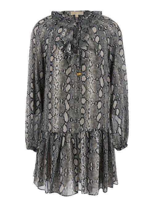 Snakeskin Print Dress — Gray