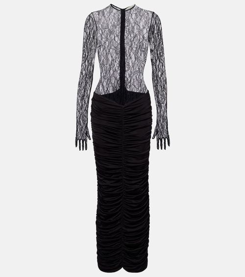 Vivienne ruched lace maxi dress