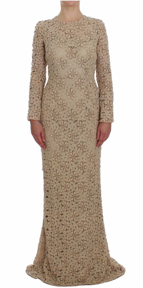 Floral Lace Dress — Beige