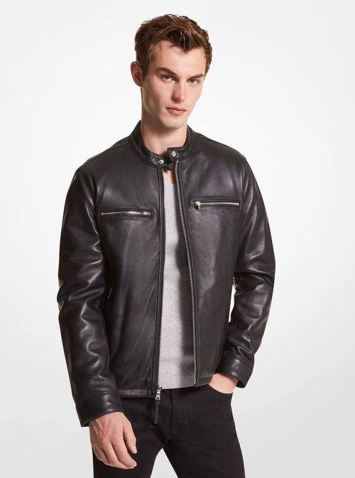 Leather Moto Jacket in Black - size XS