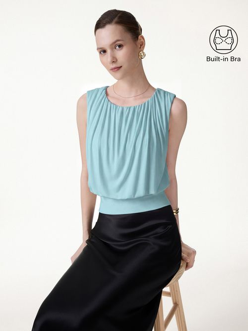 Gathered Sleeveless Bra Top - Sea Corn