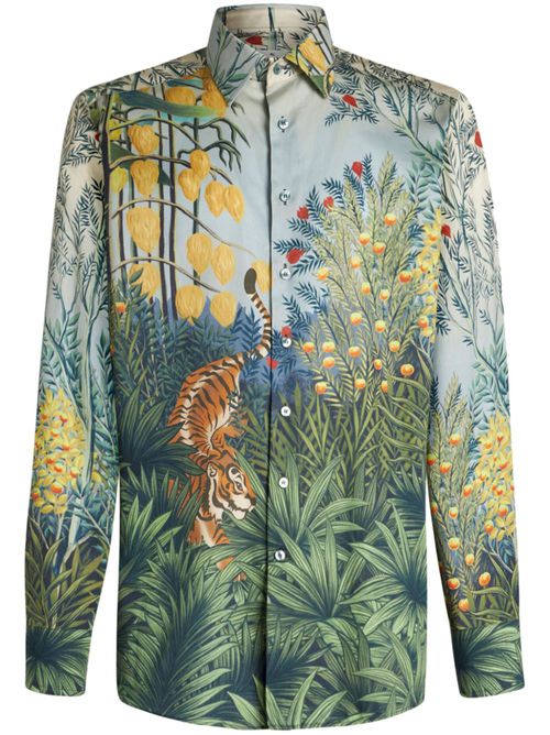Printed cotton shirt - Green