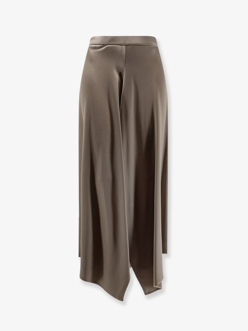 Satin Flared Skirt — Green