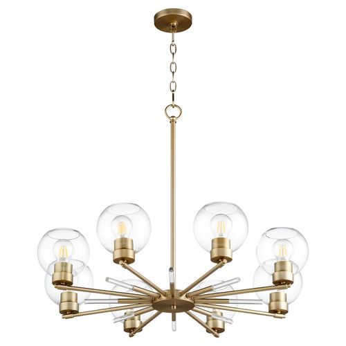 Aged Brass Eight Light Chandelier from the Voln Collection