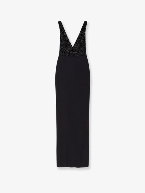 Beaded Embroidery Evening Dress — Black