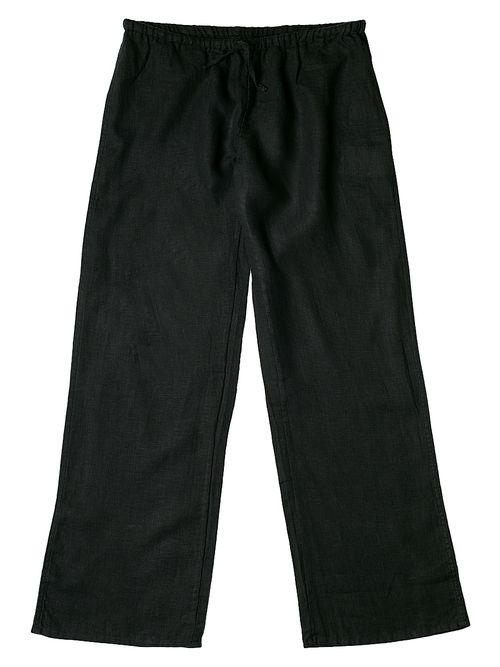 Women's Drawstring Linen Lounge Pants - Black