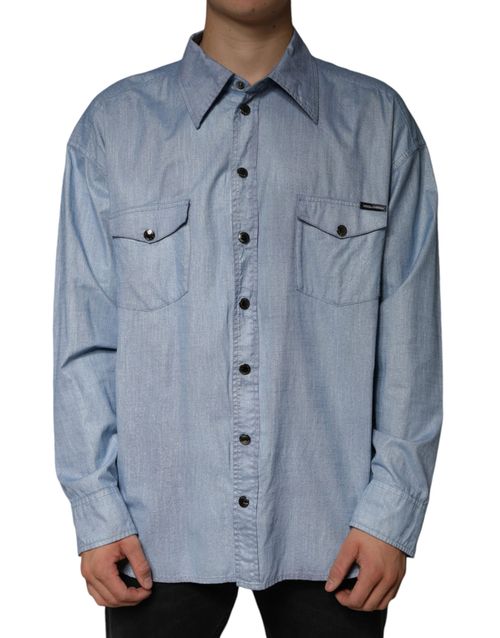 Cotton Button-Down Shirt — Blue