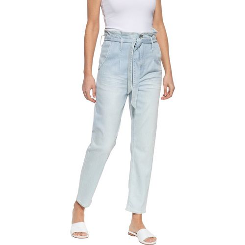 Amor, Truth & Trust Damen ATT JEANS Damen Jeans im Paperbag-Design mit Streifenmuster Moon hellblau