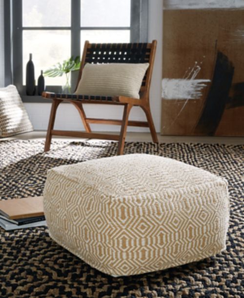 Adamont Pouf, Tan/Ivory