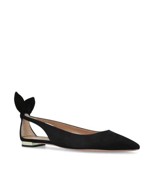 Suede Bow Tie Ballet Flats