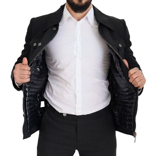 Virgin Wool Blend with Quilted Lining Blazer — Black