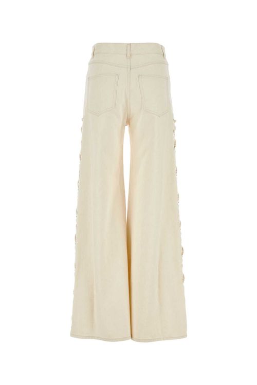 Ivory Denim Wide-leg Jeans