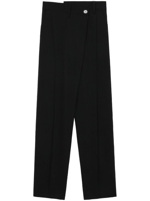 High-waisted straight-leg wool trousers - Black