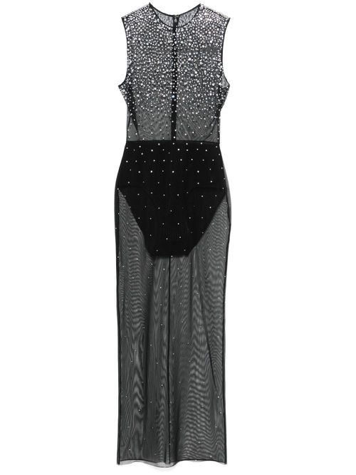 Crystal mesh midi dress - Black