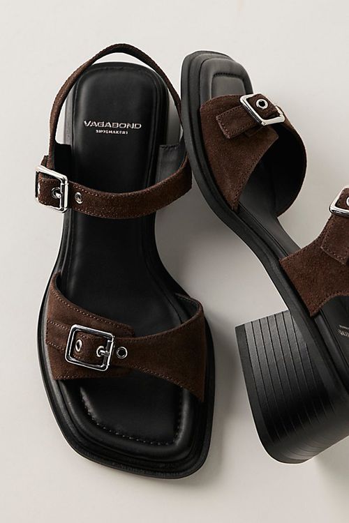 Vagabond Ines Double Buckle Sandals by Vagabond Shoemakers at Free People in Java Suede