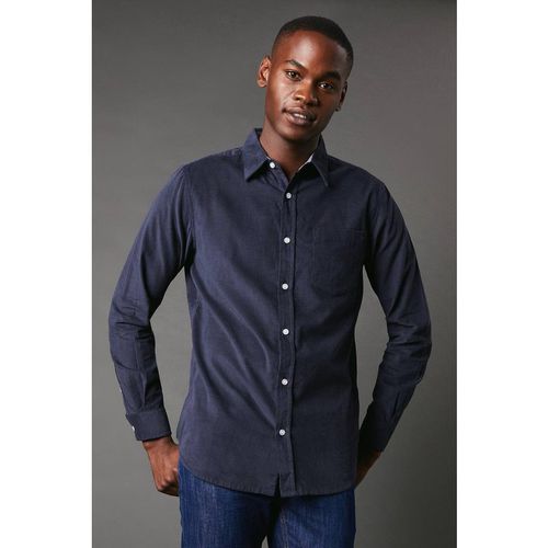 Debenhams Men's Corduroy Long Sleeve Shirt in Dark Blue
