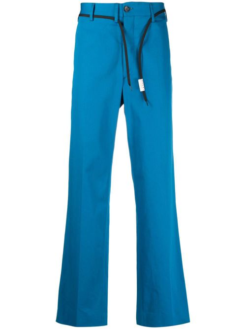 Belted straight-leg trousers - Blue