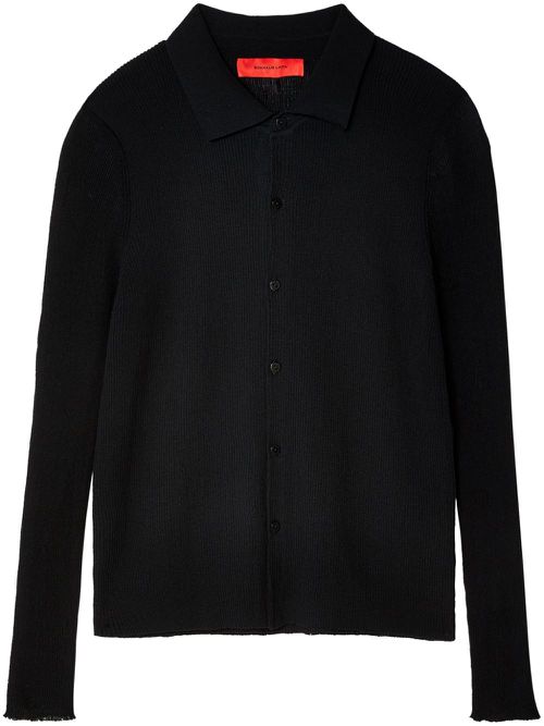 Spread-collar button-down shirt - Black