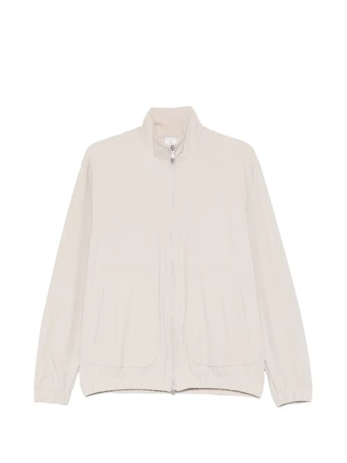 High-Neck Zip-Up Bomber Jacket — Cream