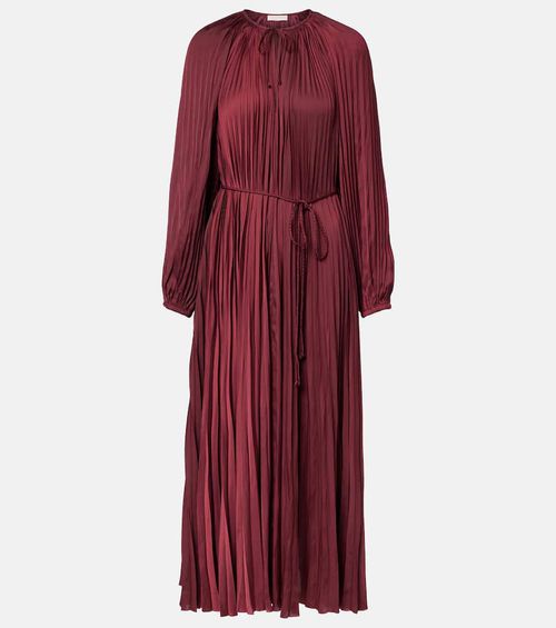 Alexia satin plissé midi dress