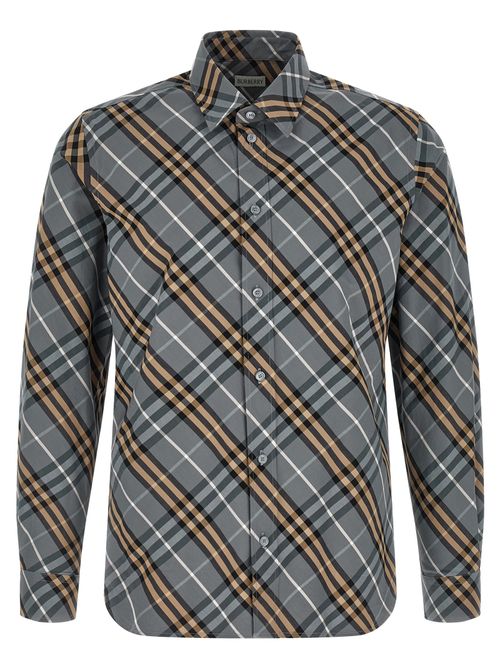 Check Cotton Poplin Shirt — Gray