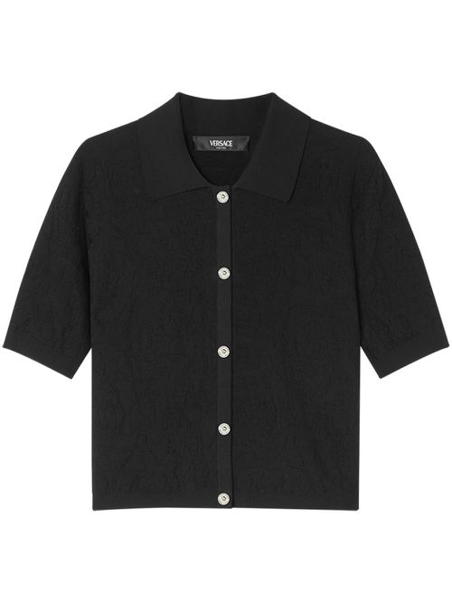 Floral-jacquard silk-cotton top - Black