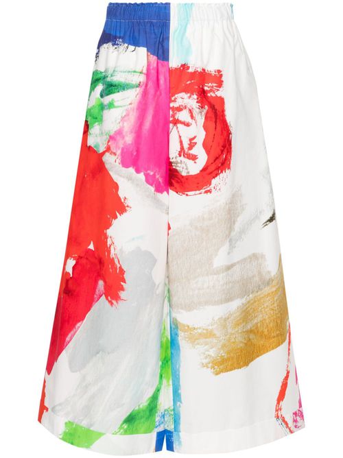 Abstract-print palazzo pants - White