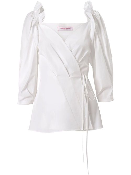 Carolina Herrera bishop-sleeve tied-waist top - White