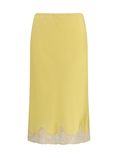 Satin with Lace Inserts Skirt — Yellow