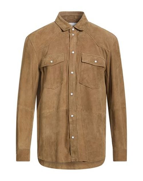 Man Shirt Beige Size 46 Leather