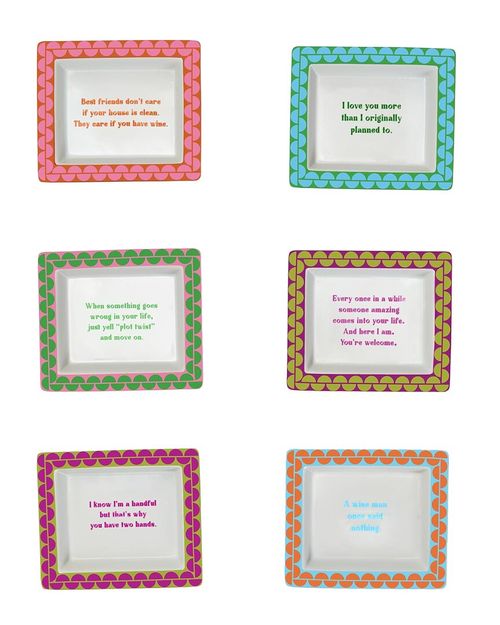 Set Of 6 Sassy Wise Saying Desk Trays In Gift Box