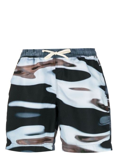 Abstract-print swim shorts
