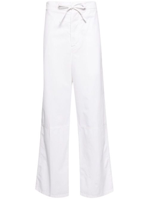 Drawstring-waist cotton trousers - White