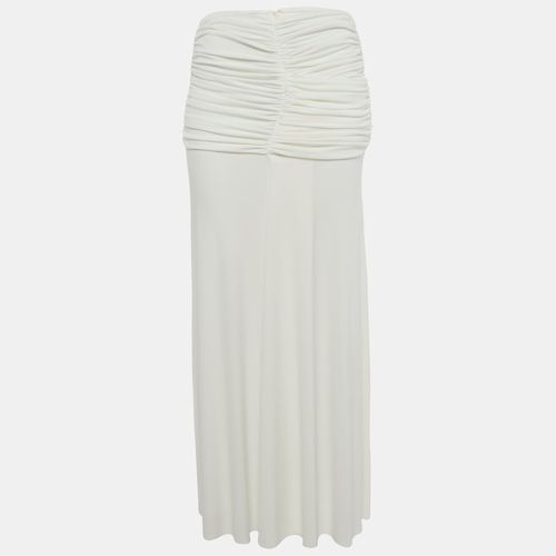 Chats By C. Dam White Jersey Ruched Maxi Skirt
