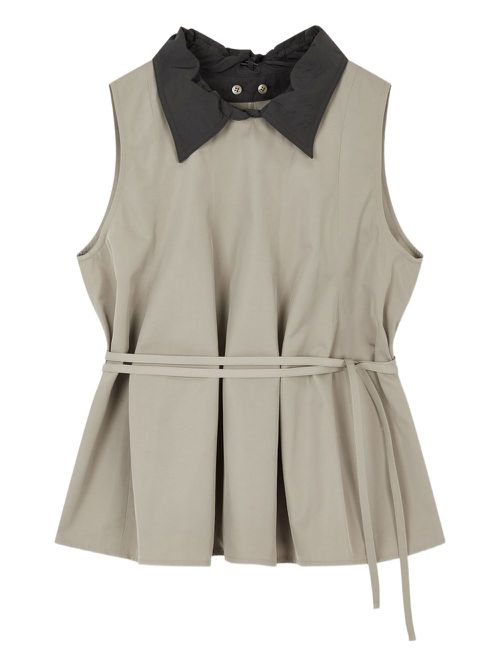 Pleated sleeveless blouse - Grey