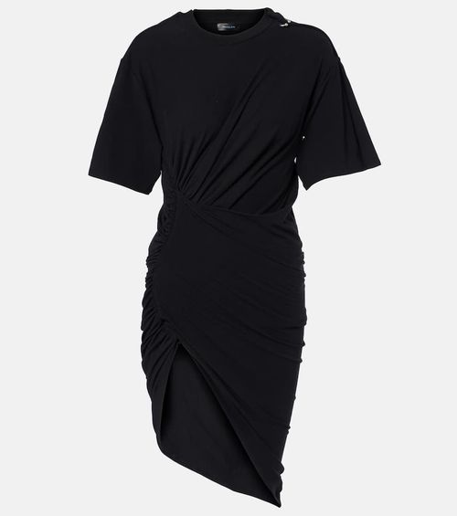 Draped cotton-blend jersey minidress