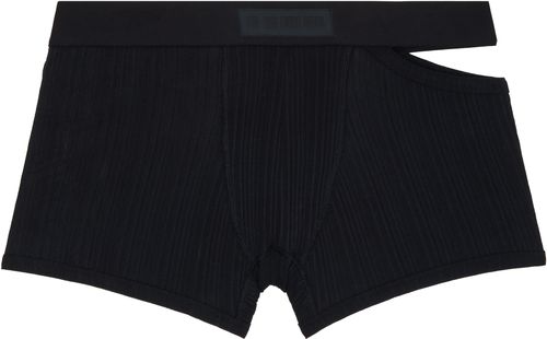 Black Asymmetrical Opening Cotton Boxer Briefs