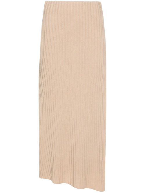 Chunky-ribbed asymmetric skirt - Neutrals