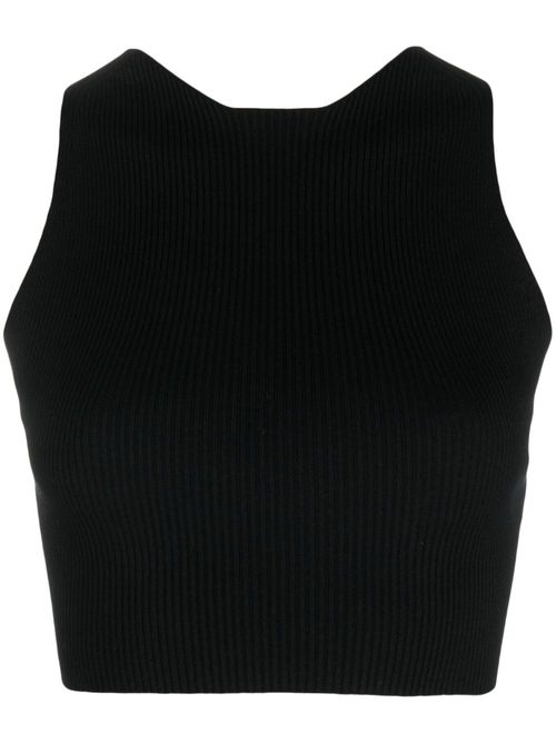 Ribbed-knit crop top - Black